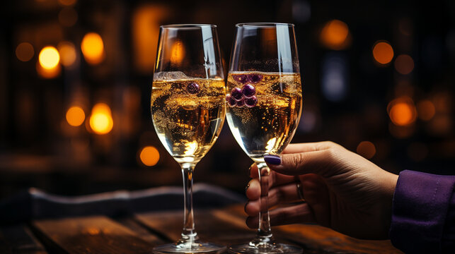 glasses of champagne HD 8K wallpaper Stock Photographic Image