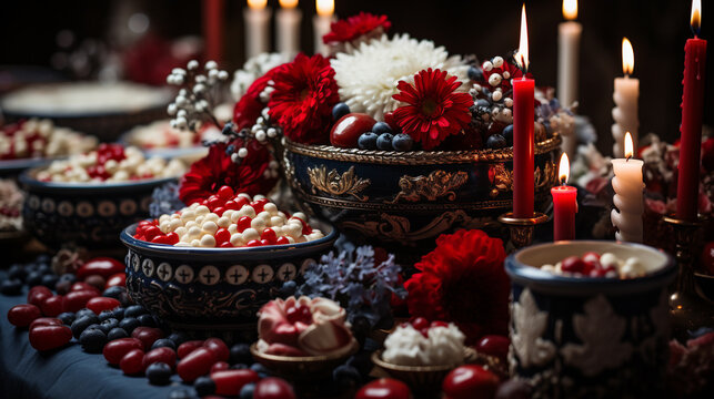 christmas candles on the table HD 8K wallpaper Stock Photographic Image