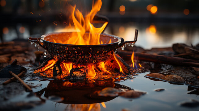 fire in a fireplace HD 8K wallpaper Stock Photographic Image