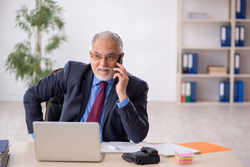 Old male boss working in the office