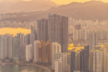 Busan city skyline at Haeundae district, cityscape of  Korea