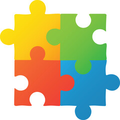 Digital png illustration of colourful puzzle elements on transparent background