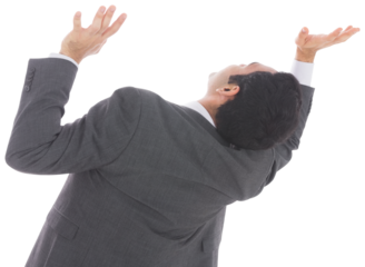 Digital png photo of back of biracial businessman pushing on transparent background