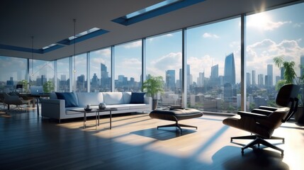 Fototapeta premium Modern office Interior with waiting and Conference areas.