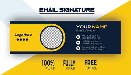 Obraz premium Colorful Email Signatures Template Vector Design, Email Footer, and Personal Social Media Cover, a modern banner template design for web and mobile websites
