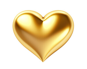 Golden heart isolated on transparent background