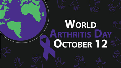 Fototapeta na wymiar World Arthritis Day vector banner design with geometric shapes and vibrant colors on a horizontal background. Happy World Arthritis Day modern minimal poster.