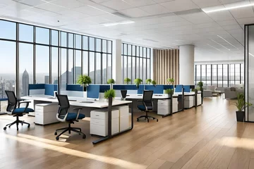Foto op Plexiglas office interior with disciplined arrangement of workers desk generated by AI © sdk