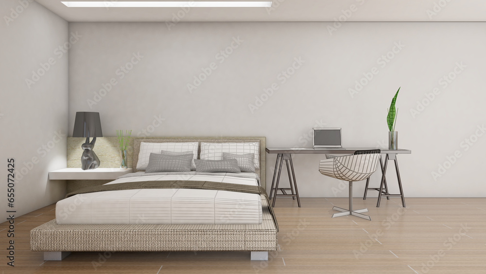 Poster bedroom of the home.a combination of line drawings and color.,3d rendering