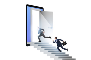 Mobile phone addiction with businessman