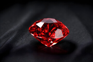 Red diamond on black fabric background