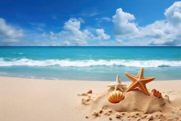 Fototapeta na wymiar Summer holiday beach with blue sea 