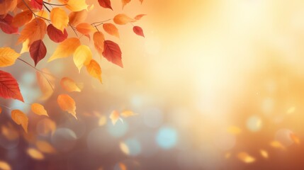 Autumn background with failing leaves  - obrazy, fototapety, plakaty
