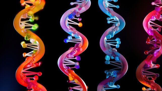 Colorful strand of human DNA wallpaper background 
