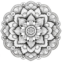 Mandala style floral adult coloring book