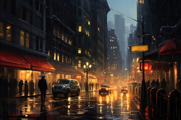 night city street under the rain