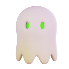 Cute Ghost with Glowing Neon Eyes 3D Illustration
