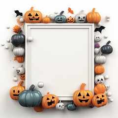 Halloween elements frame. Banner template with white copy space
