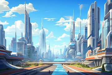 Fototapeta na wymiar A futuristic metropolis with towering skyscrapers and advanced technology.