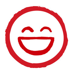 筆書きの丸に入った顔の表情の絵文字マーク（笑顔）
