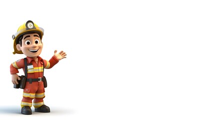 Brave 3D Cartoon Firefighter in Space - Heroic Rescue Job Generative AI