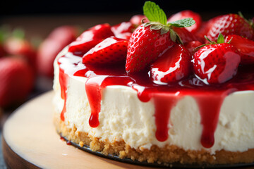 strawberry cheesecake close up