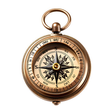 antique compass isolated on white, Generative Ai