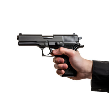 hand with gun, transparent png background, Generative Ai