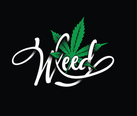 weed text logo vector illustration