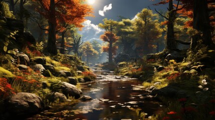 Fototapeta na wymiar Captivating Natural Tranquility: A Breathtaking Journey Through Autumns Delight, generative AI