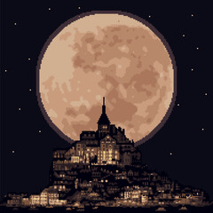 pixel art fantasy moon castle