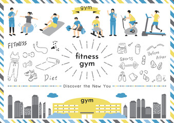 Obraz premium ジムで運動する人達