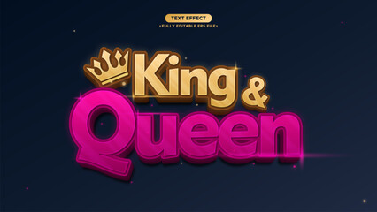 King and Queen 3D Vector Text Effect. Elegant and Luxury Style. Font and text can be change 