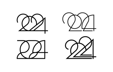 2024 logo design. Black color isolated on white. Brochure design template, card, calendar, diary, and banner. Stock vector illustration for your design. 