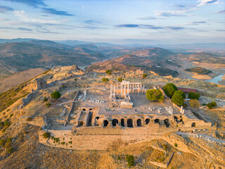 Pergamon ancient city theatre, acropolis and temple of zeus