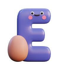 3D alphabet illustration with matching objects.