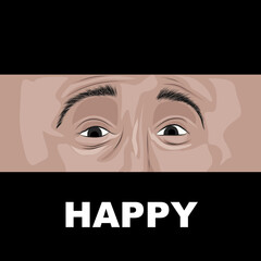 Gesture of happiness, close-up happy look.