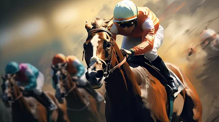 Poster Im Rahmen horse race action Motion blur effect © somchai20162516