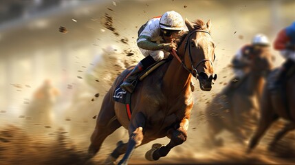 Naklejka premium horse race action Motion blur effect