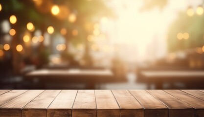 Wood paneled hideaway. Vintage chic. Retro vibe of cozy cafe. Coffee shop blur. Place of comfort and relaxation. Cafeteria elegance. Wooden table surfaces and bokeh dreams
