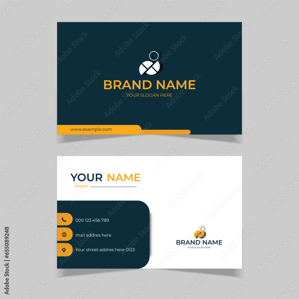 Wall mural elegant modern business card design template in black white and yellow - Wall murals