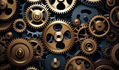 A close up of a bunch of gears. Generative AI.