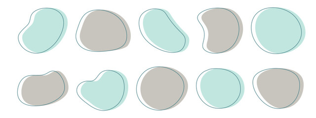 かわいい抽象的なゆるゆるフレーム 流体シェイプ　流動体　Set of cute abstract shapes.Vector loose frame.