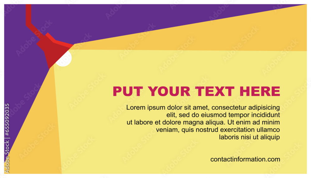 Poster illustraillustration of a lamp in a flat design with space for text. the light background is equippe