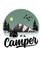 Camper, Camping t-shirt design