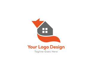 House fox logo concept, Creative real estate branding template, Flat style vector illustration