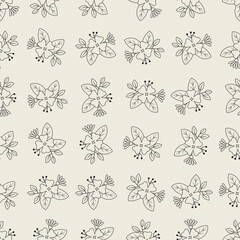 Flower bouquet line art seamless pattern. Suitable for backgrounds, wallpapers, fabrics, textiles, wrapping papers, printed materials, and many more.