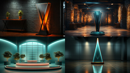 Sparkling Night: Illuminating Glass Bar & Abstract Science Lab in Christmas Theme, generative AI