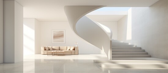 Interior design. Modern and elegant internal staircase using minimal design elements.