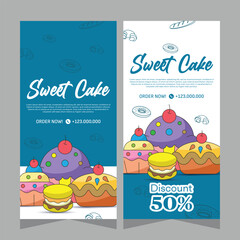 Sweet bakery vertical banner template or history social media in vector
